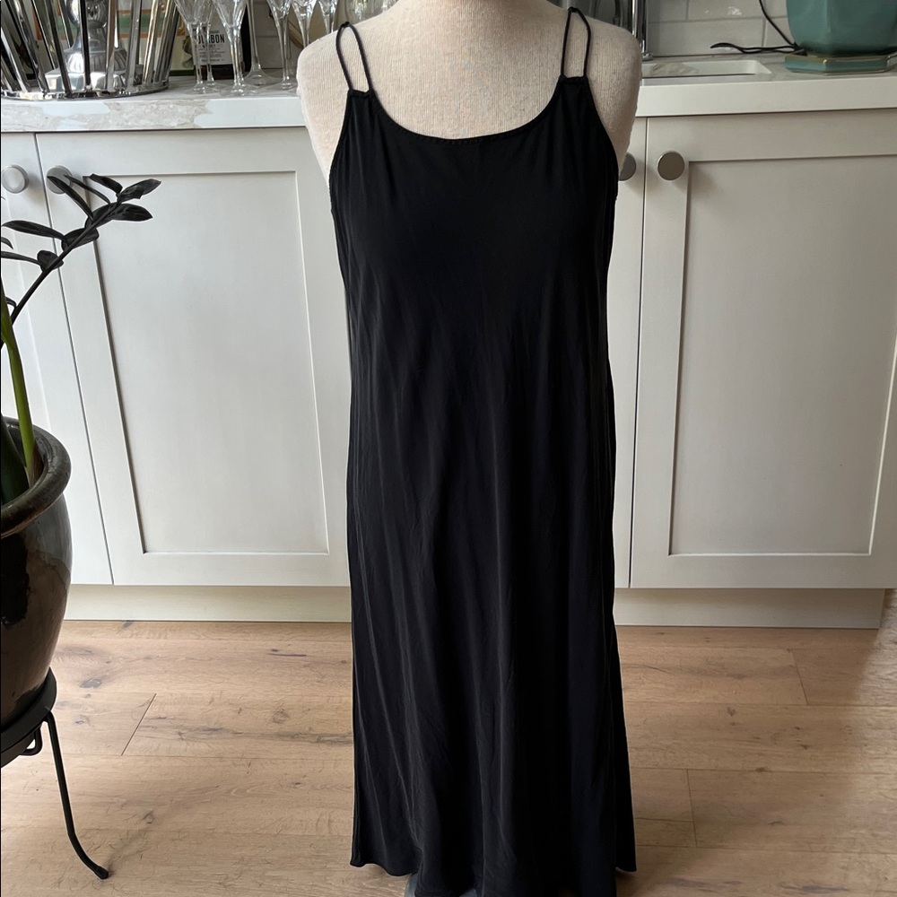 Eileen Fisher Black Silk Slip Dress M